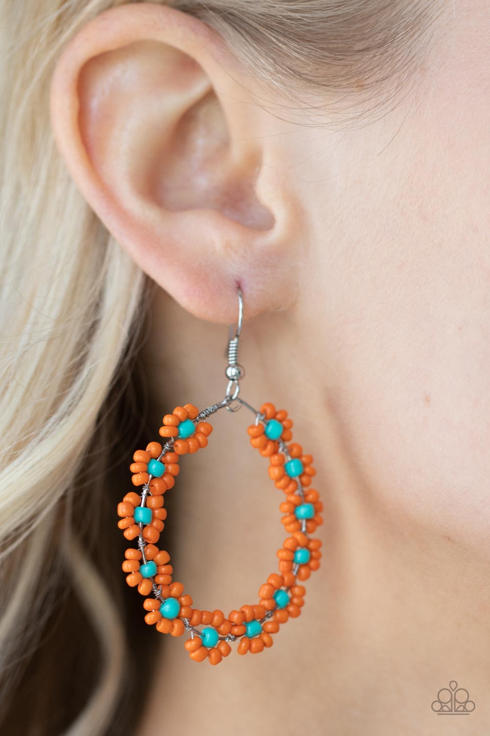 Paparazzi Earring ~ Festively Flower Child - Orange Flower Earring