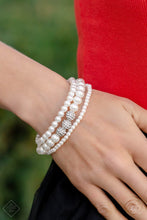 Load image into Gallery viewer, Paparazzi Fashion Fix Bracelet Showy Soprano - White. #P9RE-WTXX-555LD. Get Free Shipping. Dainty 
