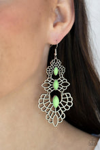 Load image into Gallery viewer, Paparazzi Earrings ~ Flamboyant Frills - Green
