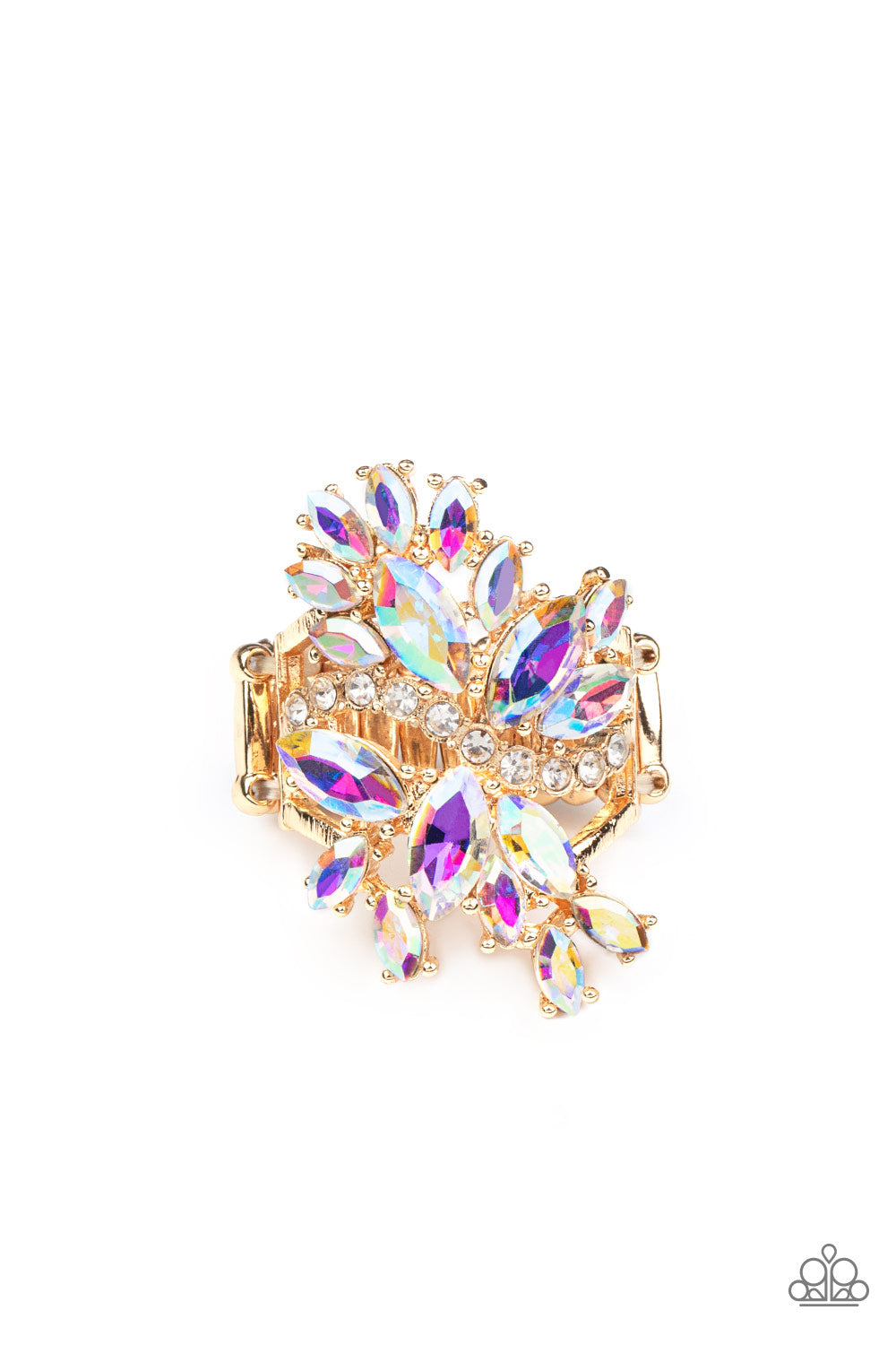 Flauntable Flare Iridescent Ring Paparazzi Accessories. Get Free Shipping! #P4RE-GDXX-244XX.