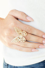 Load image into Gallery viewer, Paparazzi Flauntable Flutter - Gold Butterfly Ring. Subscribe and Save. 
