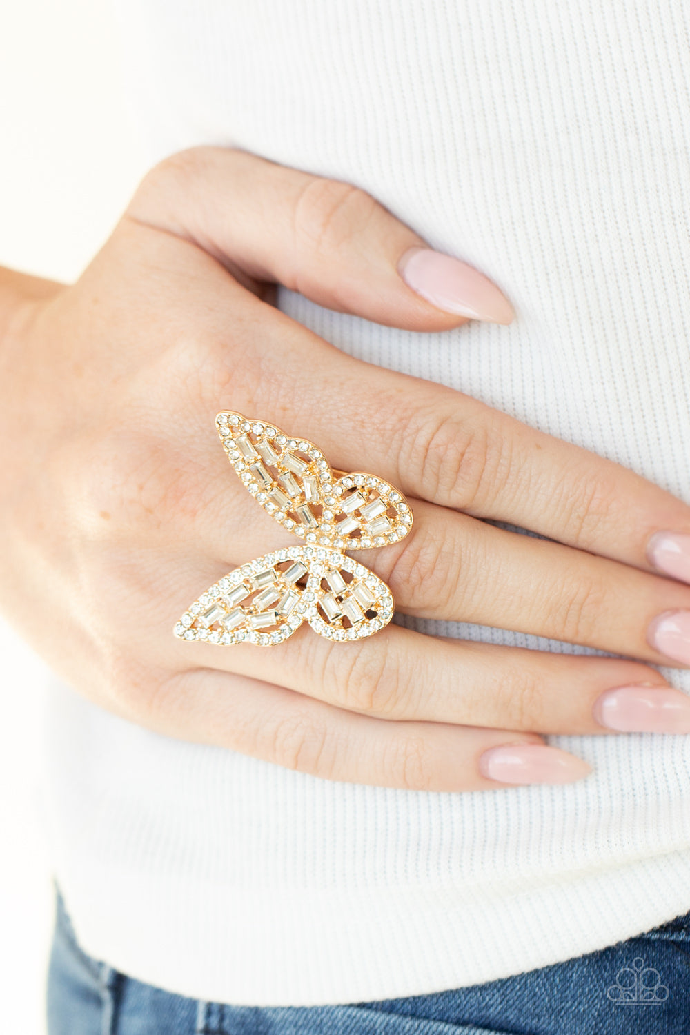 Paparazzi Flauntable Flutter - Gold Butterfly Ring. Subscribe and Save. 