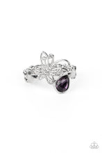 Load image into Gallery viewer, Paparazzi Flawless Flutter Butterfly Ring. Get Free Shipping. Dainty $5 Ring. Amethyst dainty
