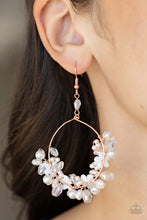 Load image into Gallery viewer, Paparazzi Floating Gardens - Shiny Copper Floral Earrings. #P5WH-CPXX-147XX. Subscribe &amp; Save!
