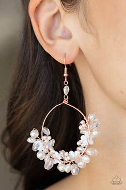 Paparazzi Floating Gardens - Shiny Copper Floral Earrings. #P5WH-CPXX-147XX. Subscribe & Save!
