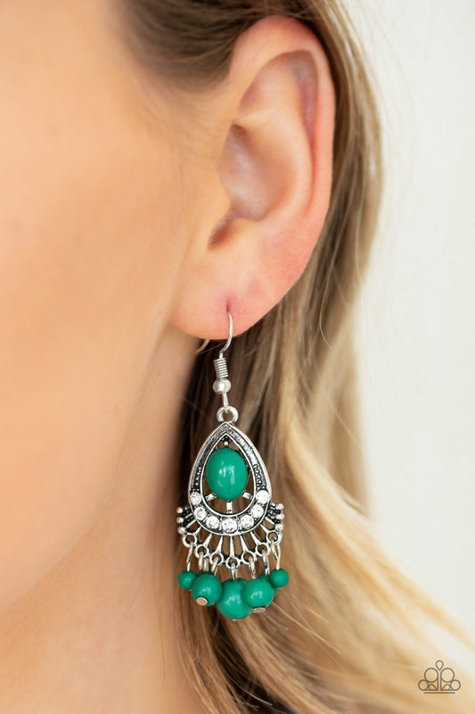 Paparazzi Floating On HEIR - Green Teardrop Earring. St. Patricks Accessories. Free Shipping!