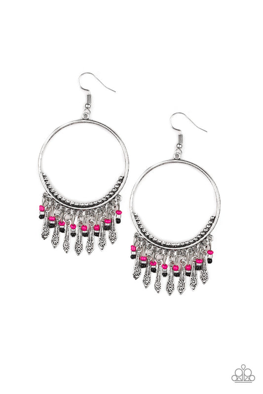 Paparazzi Earring ~ Floral Serenity - Pink