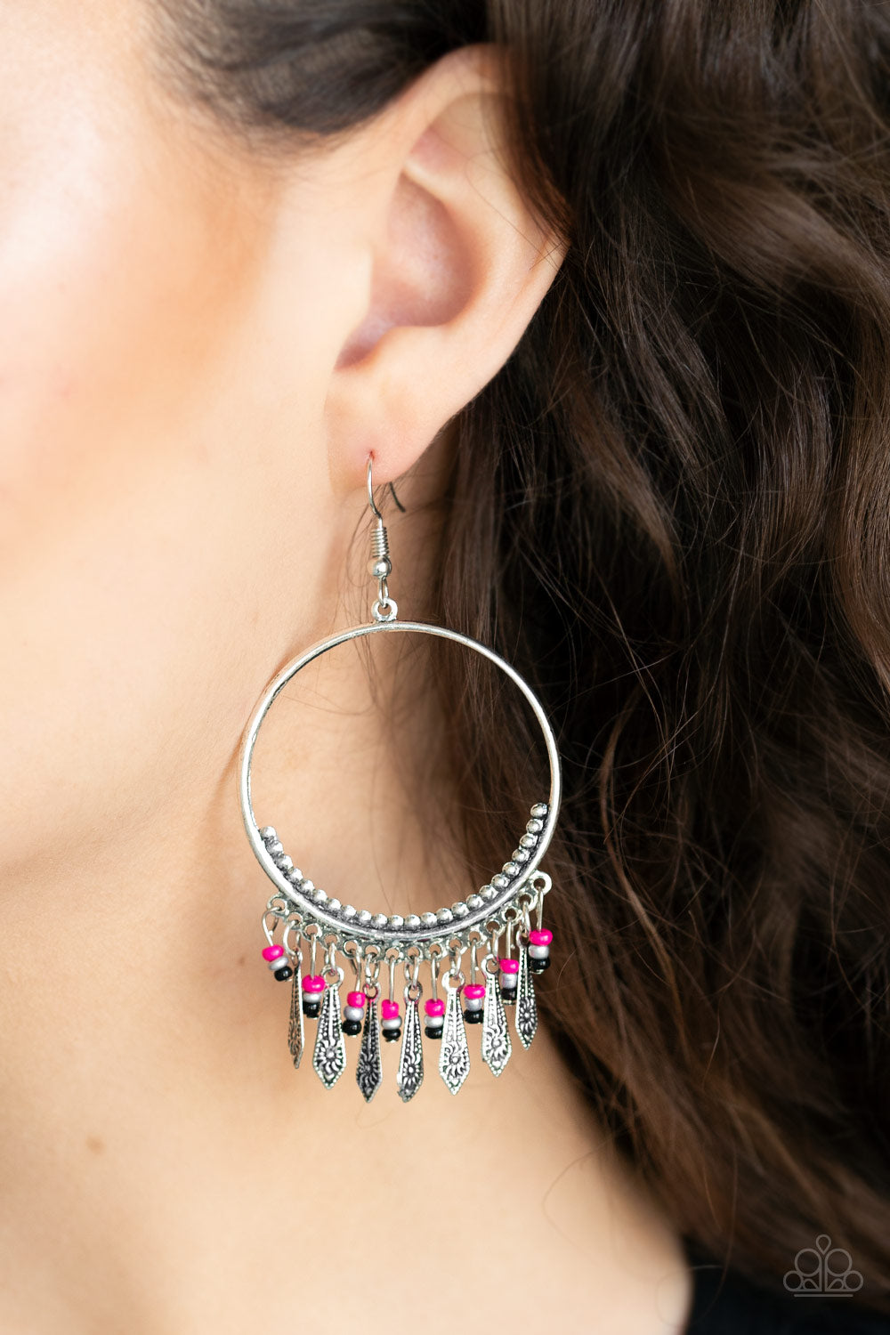 Paparazzi Earring ~ Floral Serenity - Pink