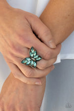 Load image into Gallery viewer, Paparazzi Fluttering Fashionista - Blue Butterfly Ring, Get Free Shipping. #P4RE-BLXX-176XX
