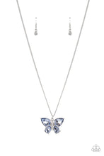 Load image into Gallery viewer, Free Flying Blue Necklace Paparazzi Accessories. Butterfly Blue Necklace. #P2RE-BLXX-384GR.
