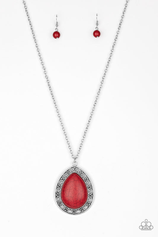 Full Frontier - Red Stone Necklace Paparazzi Accessories