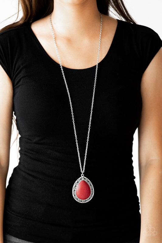 Paparazzi Necklace Full Frontier - Red Necklace (P2SE-RDXX-215XX)