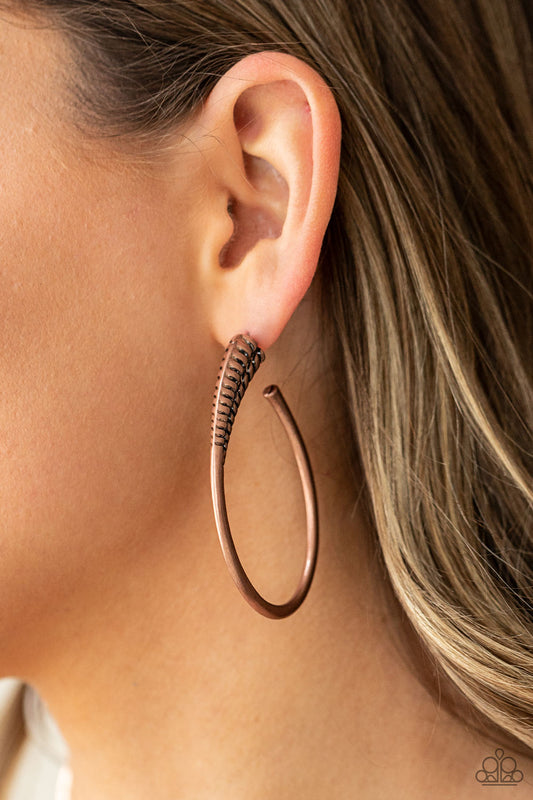 Paparazzi Fully Loaded Copper Earrings. Get Free Shipping. #P5HO-CPXX-131XX. Antique Copper Hoops