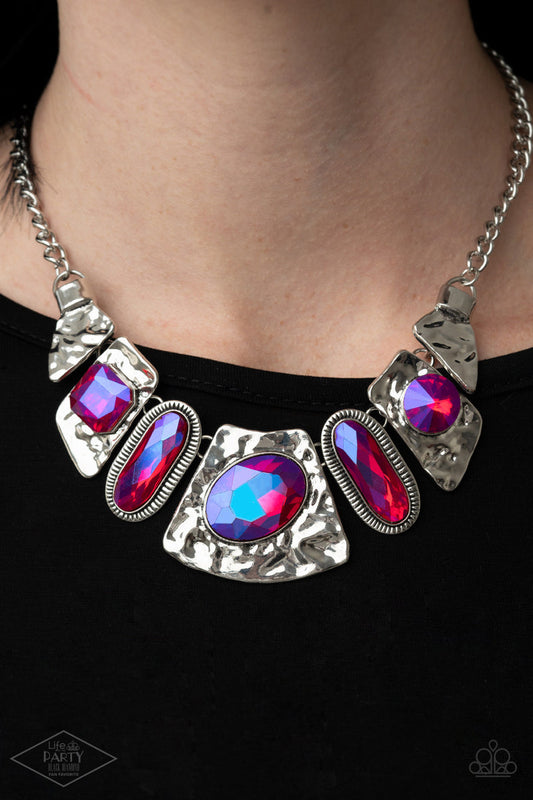 Paparazzi Futuristic Fashionista Pink UV Shimmer Iridescent Necklace. Get Free Shipping!