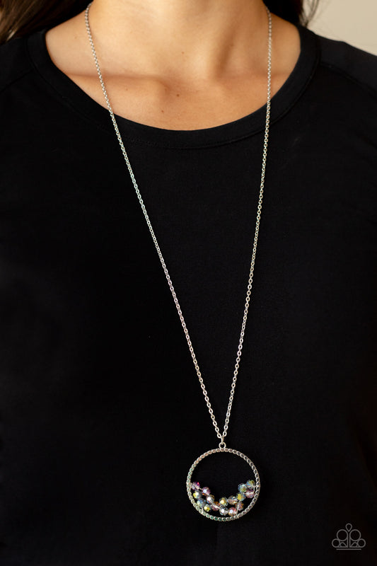 Paparazzi Galactic Glow - Multi Iridescent Crystal Beads Long Necklace #P2RE-MTXX-166XX