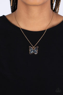 Gives Me Butterflies Gold Shell Butterfly Necklace Paparazzi Accessories. #P2WH-GDXX-176XX