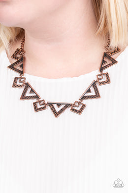 Paparazzi Necklace Giza Goals - Copper Necklace in Zig Zag Tribal Pattern