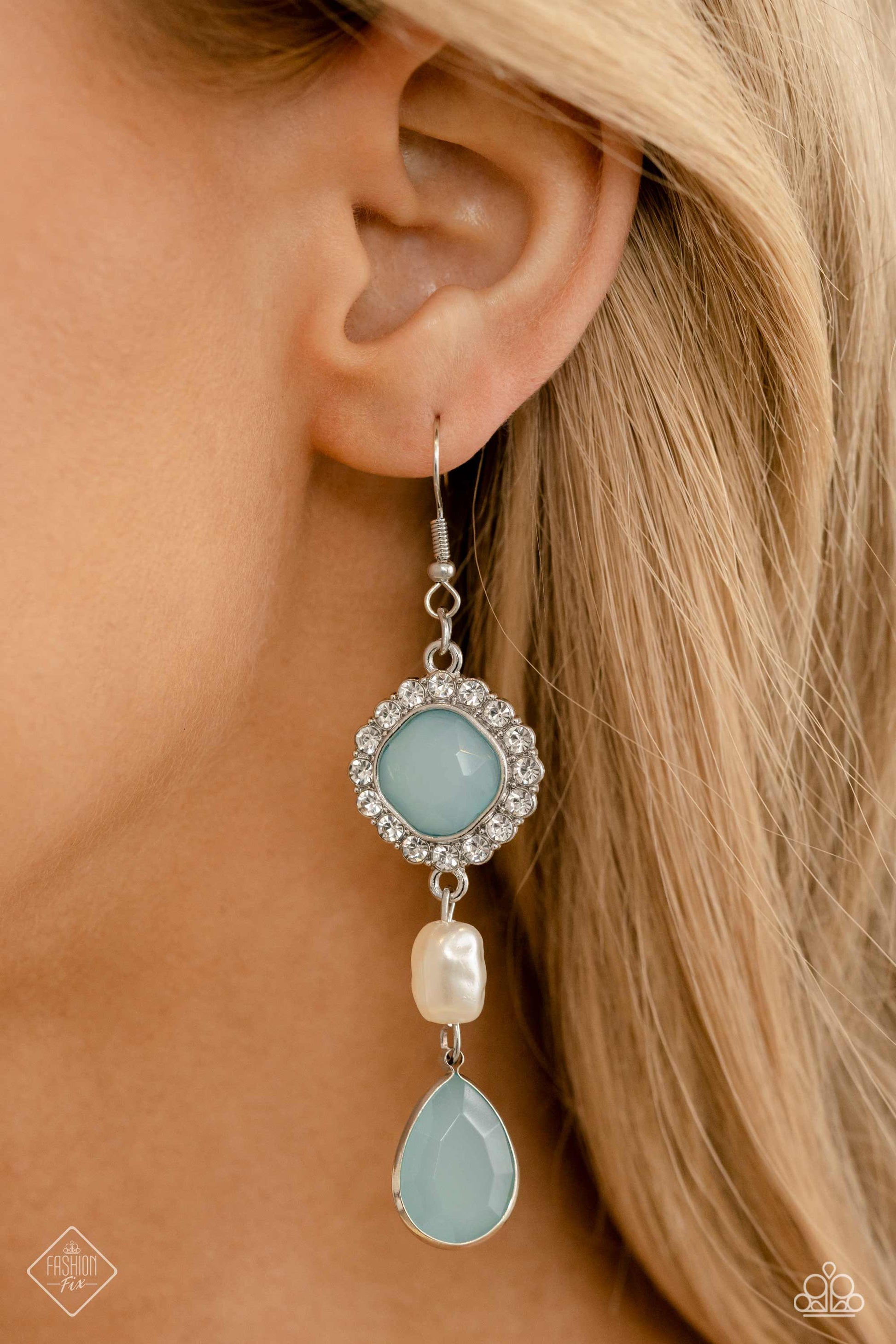 Paparazzi April 2023 Fashion Fix Earring: "European Energy - Blue" (P5RE-BLXX-290NR). Subscribe Save