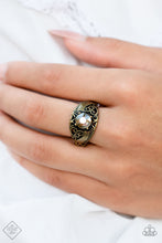 Load image into Gallery viewer, Paparazzi Fashion Fix Ring: &quot;Shimmer in Time - Brass Ring&quot; (P4RE-BRXX-157KP). Dainty $5 Jewelry
