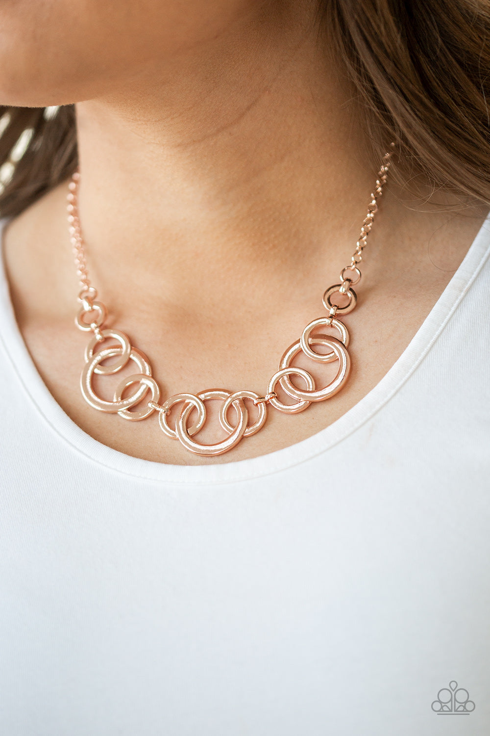 Paparazzi Going In Circles Rose Gold Necklace (#P2BA-GDRS-027XX)