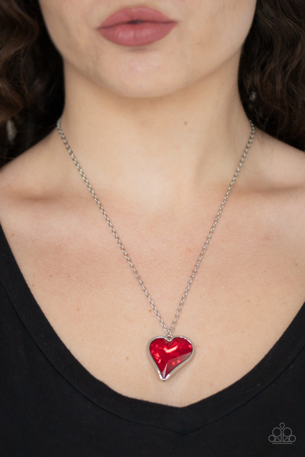 Heart Flutter Red Heart $5 Paparazzi Necklace (P2RE-RDXX-176XX)