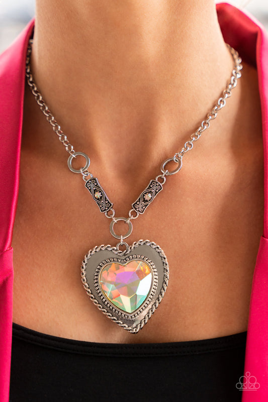Heart Full of Fabulous Multi Iridescent Necklace Paparazzi Accessories. #P2ST-MTXX-096XX