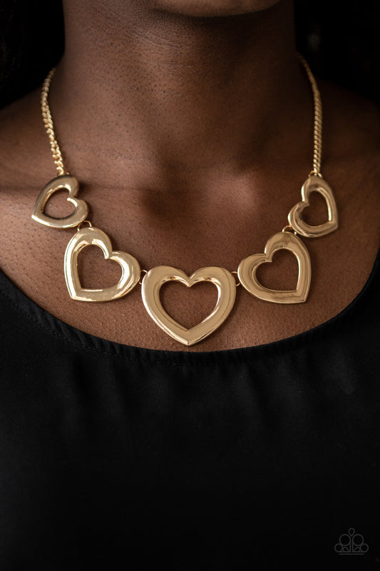 Paparazzi Hearty Hearts - Gold Necklace. Ready to ship $5 Valentine Jewelry at AainaasTreasureBox