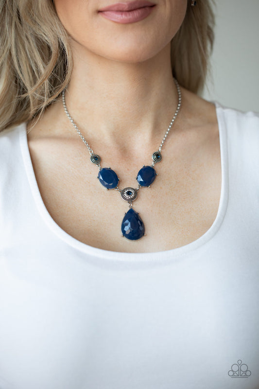 Heirloom Hideaway Blue Necklace Paparazzi Five Dollar Jewelry! Free Shipping! #P2RE-BLXX-294XX