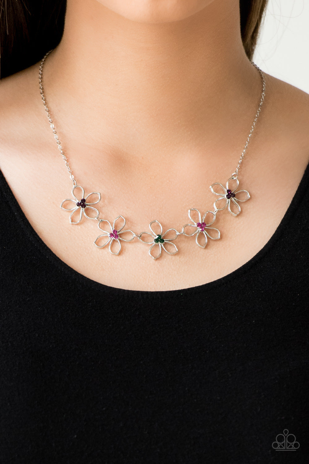 Paparazzi Necklace ~ Hoppin Hibiscus - Multi Floral Necklace