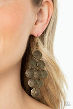 Load image into Gallery viewer, Paparazzi How CHIME Flies Brass Earrings. Get Free Shipping. #P5ST-BRXX-014XX
