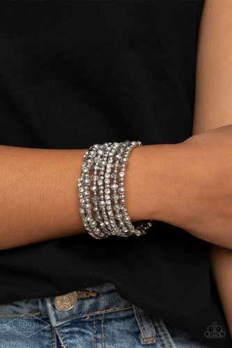 Paparazzi ICE Knowing You Silver Coil Bracelet only for $5 