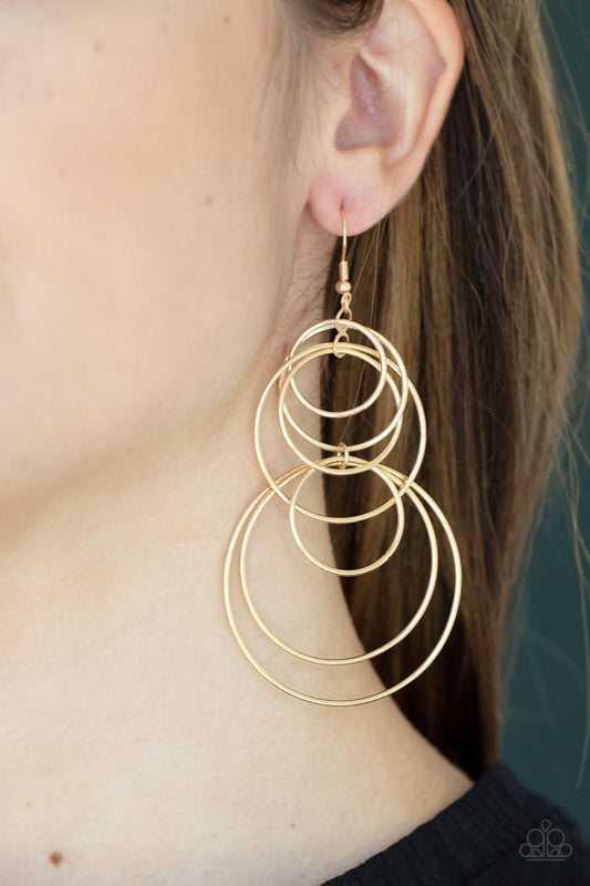 Paparazzi I Feel Dizzy - Gold Hoop Style Dainty Earrings. Get Free Shipping!