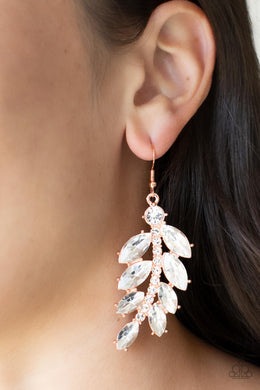 Ice Garden Gala Copper Earrings Paparazzi Accessories $5 Jewelry. Free Shipping. #P5RE-CPSH-110XX 