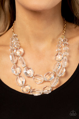 Icy Illumination Gold Dainty Short Necklace Paparazzi Accessories. #P2ST-GDXX-124XX