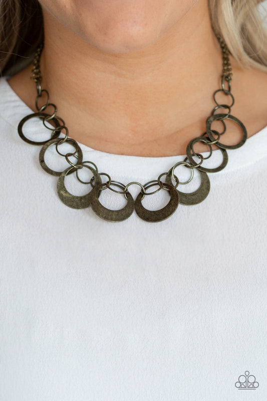 Paparazzi Necklace ~ In Full Orbit - Brass Hoop Necklace