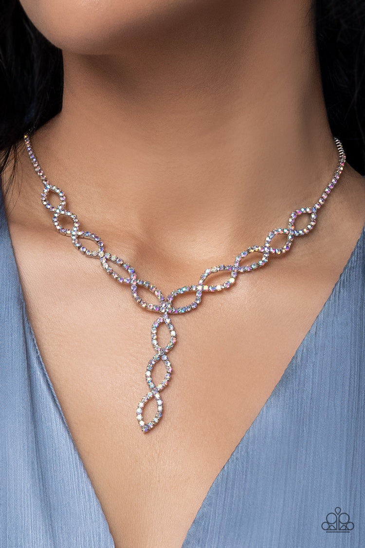 Infinitely Icy Multi Iridescent $8 Necklace Paparazzi Accessories. #P2DA-MTXX-080XX. Ships Free!