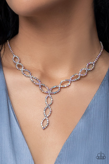 Infinitely Icy Multi Iridescent $8 Necklace Paparazzi Accessories. #P2DA-MTXX-080XX. Ships Free!