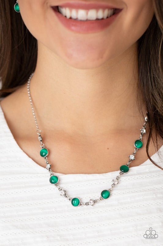 Paparazzi Necklace ~ Inner Illumination - Green Cat's Eye Stone Necklace