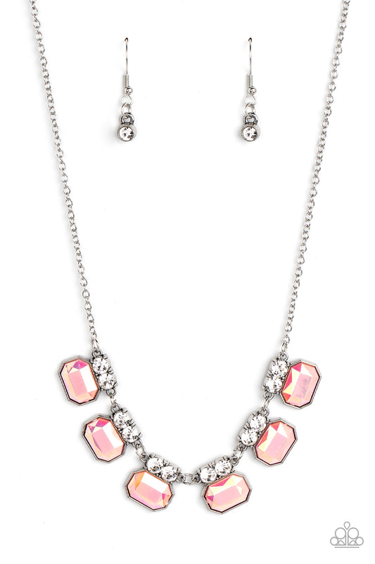 Interstellar Inspiration Pink Iridescent UV Rhinestone Necklace Paparazzi Accessories. Ships Free.