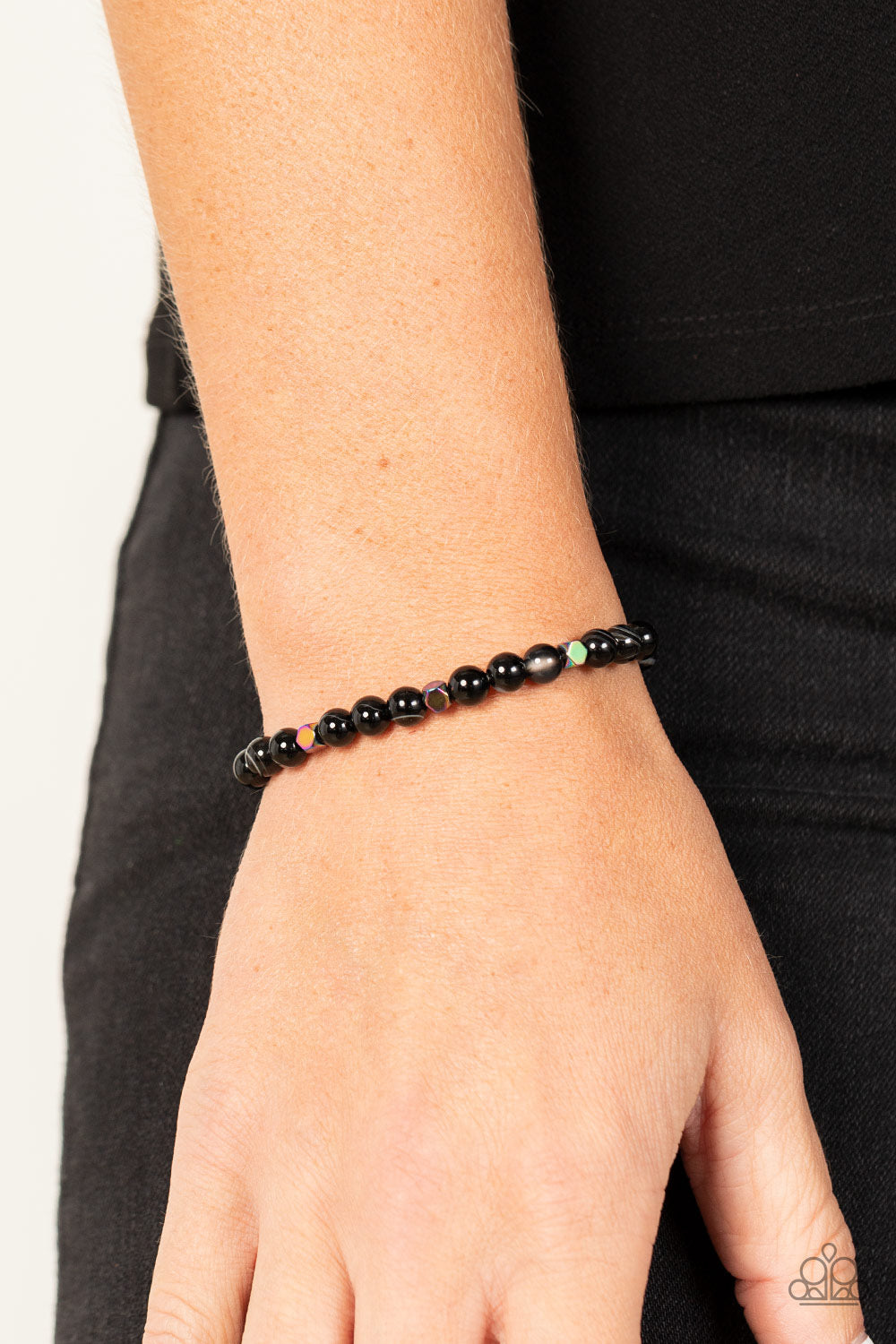 Paparazzi Interstellar Solitude - Black Stone and Oil Spill Beads Bracelet. Get Free Shipping