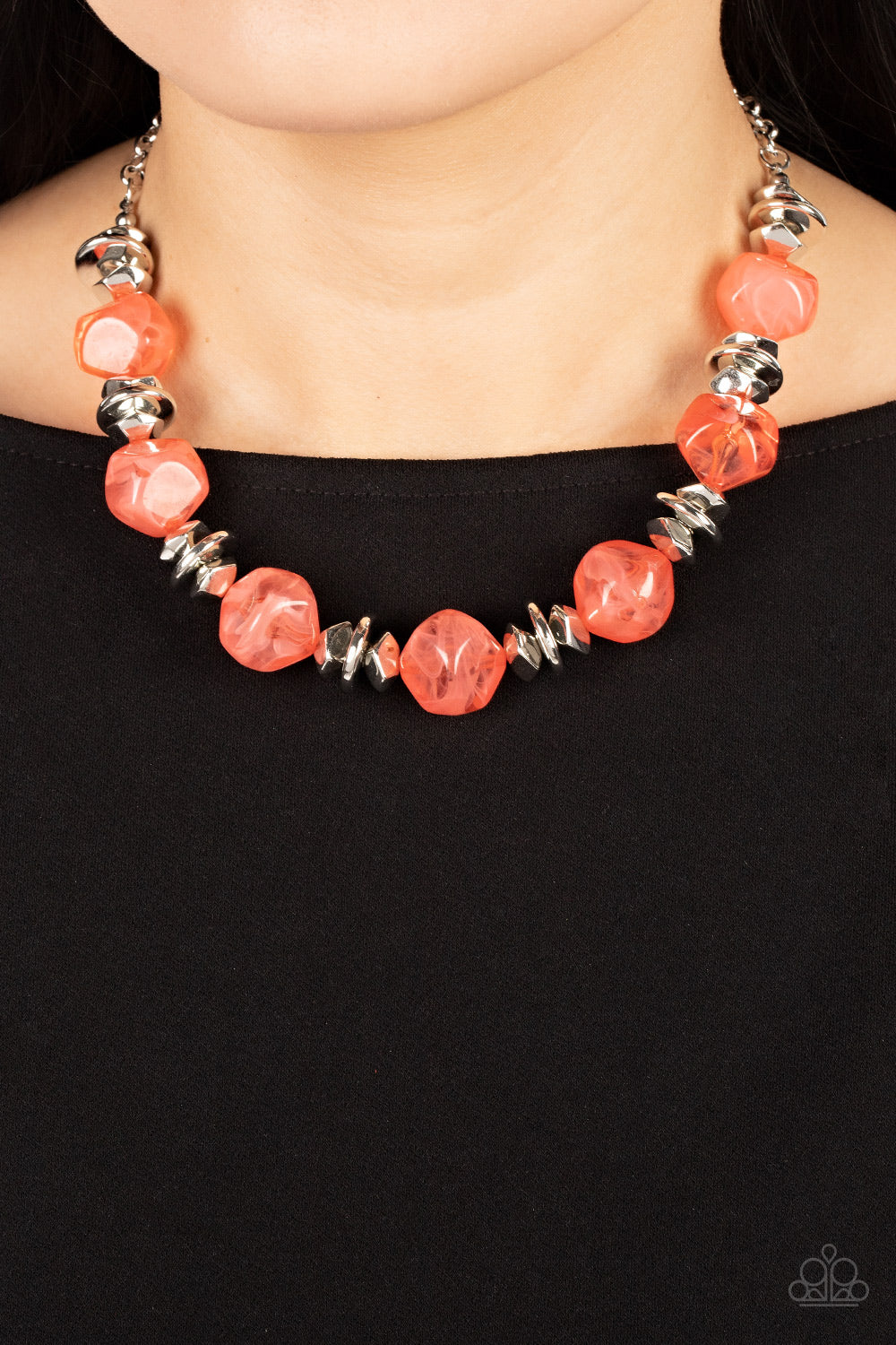 Paparazzi Island Ice Orange Necklace. Coral Orange Beads Necklace. Subscribe & Save.  