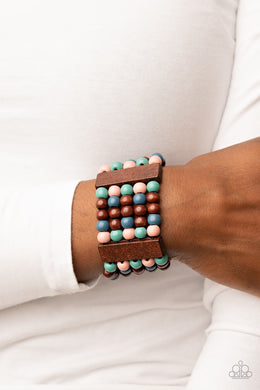 Paparazzi Island Soul Multi Bracelet $5 wooden bracelet in pink, brown & turquoise beads