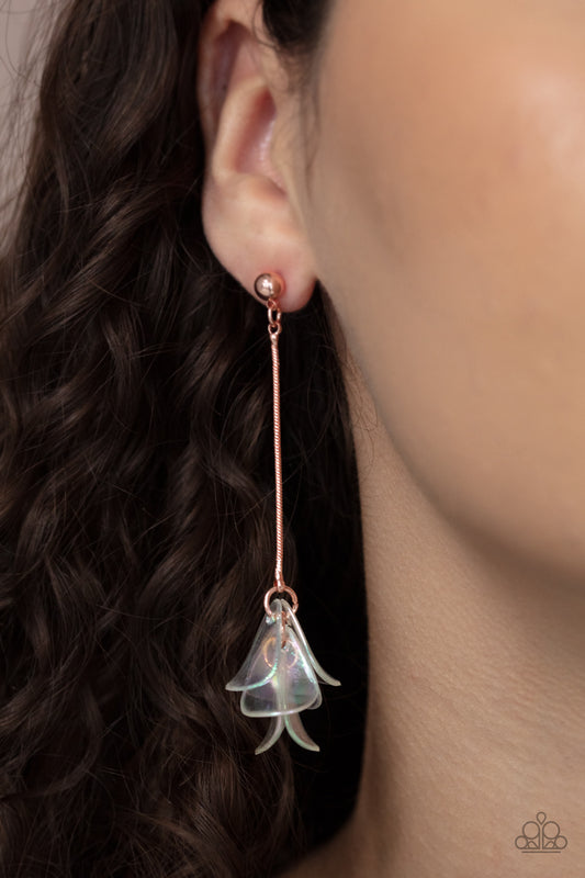 Paparazzi Earring Keep Them In Suspense Copper Petal Earring Floral Acrylic Petal design