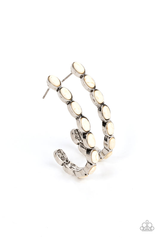 Kick Up a SANDSTORM White Hoop Earrings Paparazzi Accessories. Free Shipping! #P5HO-WTXX-118XX