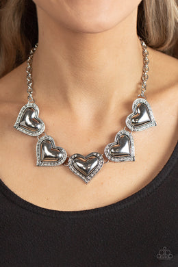 Kindred Hearts White Heart Short Necklace Paparazzi Accessories at AainaasTreasureBox. 