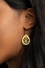 Load image into Gallery viewer, LEAF Yourself Wide Open Yellow Dainty Earrings Paparazzi Accessories. Get Free shipping 
