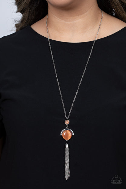 Paparazzi Lavishly Lucid - Orange Cat's Eye Stone Necklace. #P2WH-OGXX-244XX. Get Free Shipping!