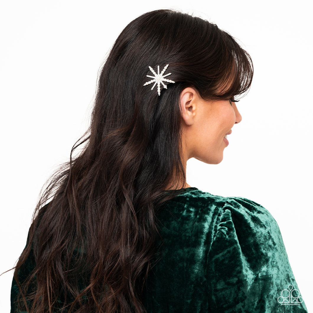 Paparazzi Leading Luminary - White Pearl Star Hair Accessories. Perfect for kids & women. 
