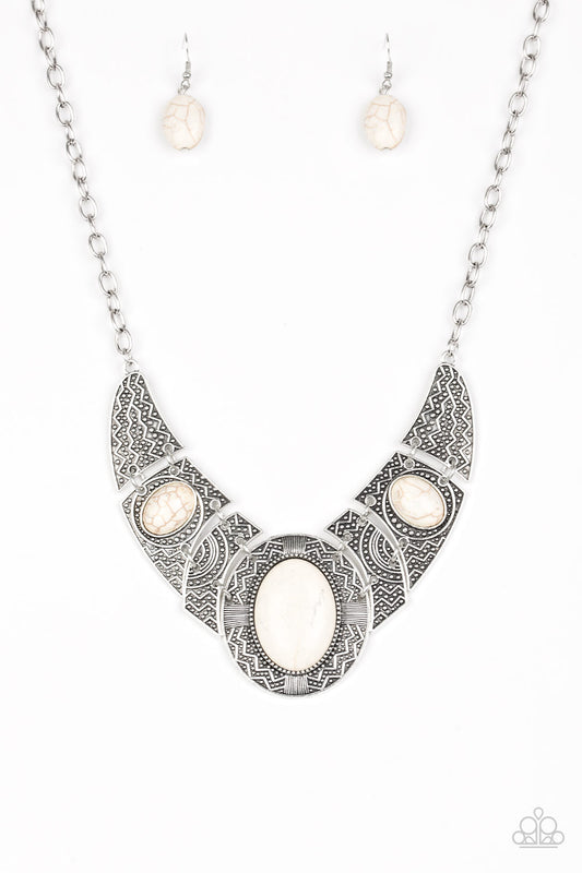Leave Your LANDMARK - White stone necklace Paparazzi Accessories. Free Shipping! 