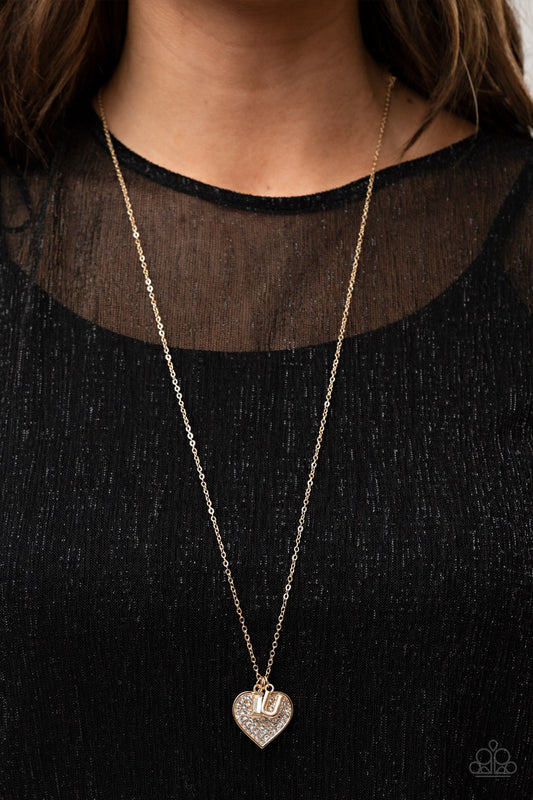 Paparazzi Letters of Love - Gold Heart charm and Letter Charms Necklace